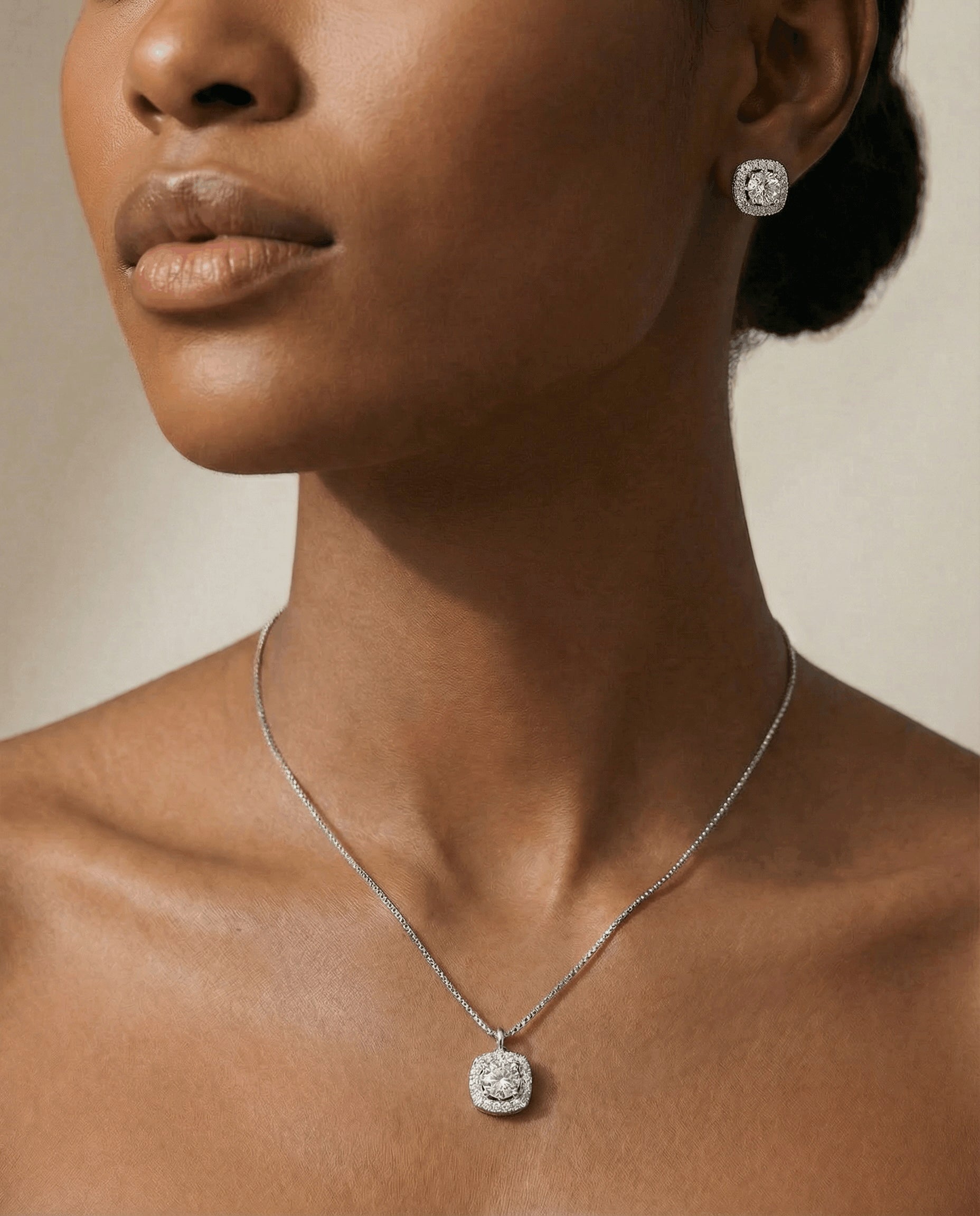 Pave Pendant Jewelry Set 